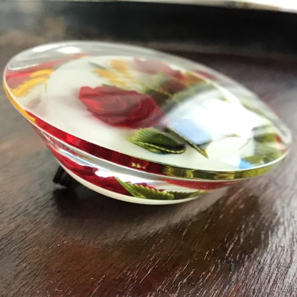 Large Flower Bouquet Reverse Carved Brooch Pin Vintage - Picture 3 of 14